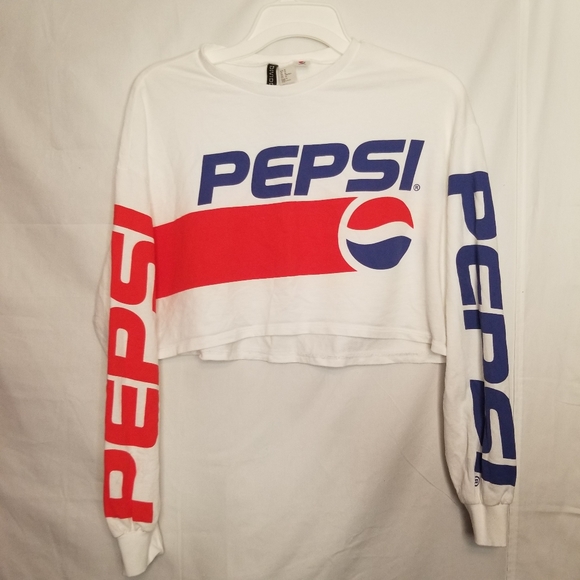 H&M Tops - H&M Classic Pepsi Logo Long Sleeve Crop Top